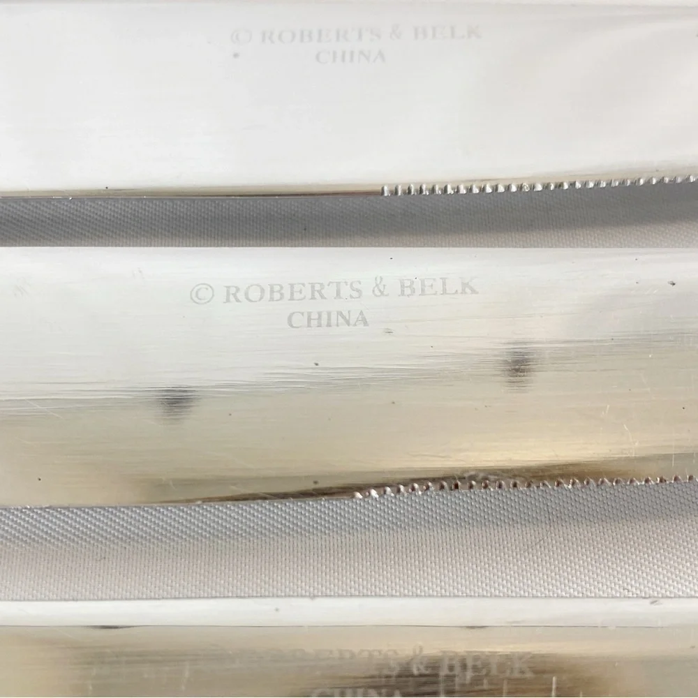 Roberts & Belk Lot of 6 Dinner Knives Continental Bead Discontinued Grp A